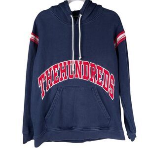 The hundreds men’s size large navy blue red cotton streetwear hoodie sweater